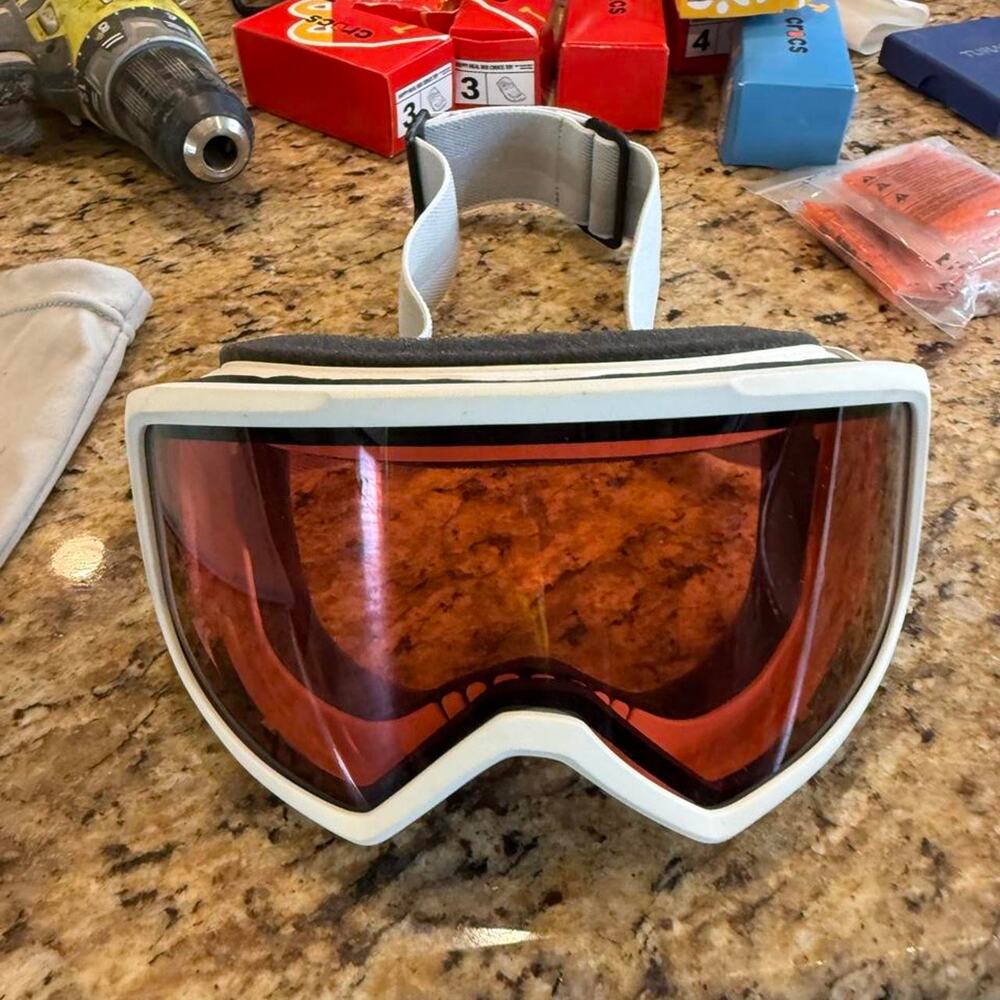 Bolle white snow goggles with strap